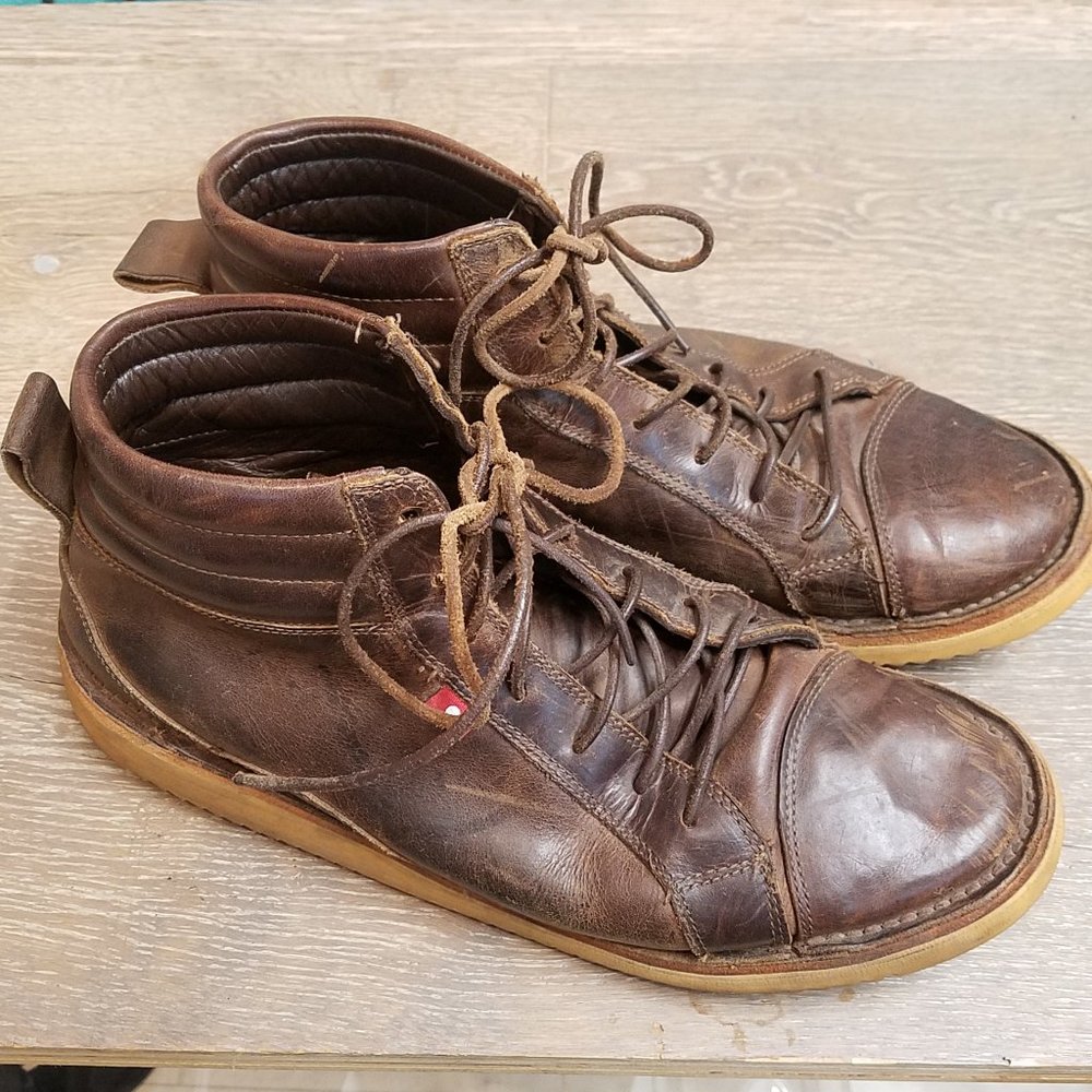 OLIBERTE Brown Leather Well Worn Broken in Boots Mens SZ 12
